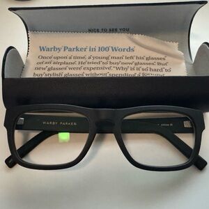 Warby Parker Black Roosevelt Glasses - blue light filtering, no RX. LIKE NEW